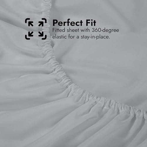 Royale Linens Extra Deep Pocket Full Fitted Sheet Only - Full Size Deep Pocket Silver Fitted Sheet - Fits 18 inch to 24 inch Thick Mattress - Soft & Breathable Elastic Sheets (54x75 Inches, Silver) 6