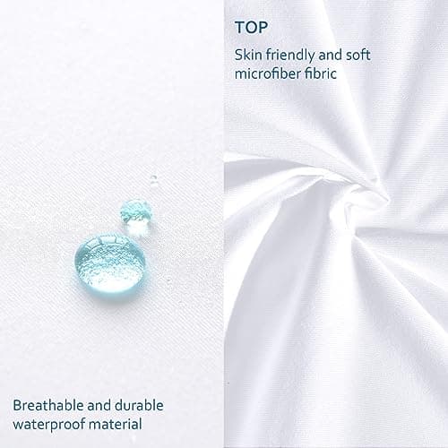 Moonsea Queen Size Mattress Protector Waterproof,Mattress Cover Protector, Smooth Top Mattress Protector for Kids, Breathable Skin Friendly and Noiseless Fitted Sheet Queen Size,Polyester 6