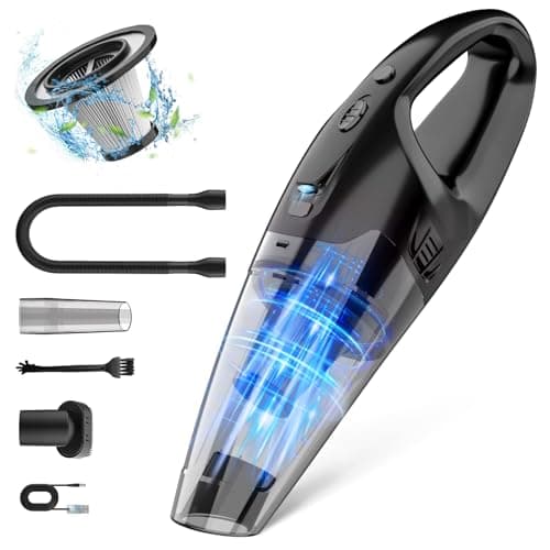 BSRCO 30Min Runtime Handheld Vacuum Cordless - 1.65lbs Light, 3 Attachments, LED Light, HEPA, USB Charge for Car & Home