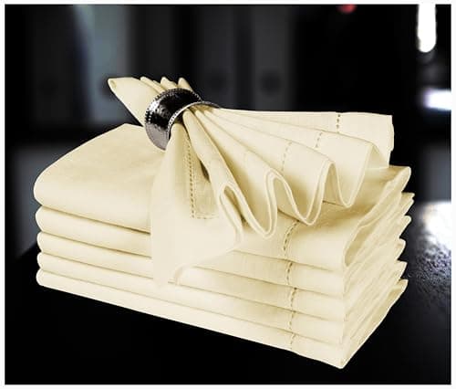 Linen Cotton Cloth Napkins Set of 4-100% Linen Hemstitched Napkins 18x18 Inches for Wedding, Dinner, Thanksgiving, Parties – Reusable Elegant Table Napkins for Home Decor & Events