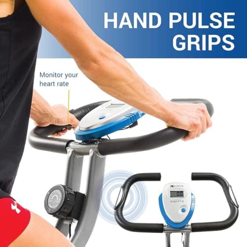 XTERRA Fitness Folding Exercise Bike, 225 LB Weight Capacity, Cordless, Battery Powered with Solid X-Frame Folding Design, Padded Seat and Handlebars, Adjustable Foot Straps, 8 Levels of Resistance 8