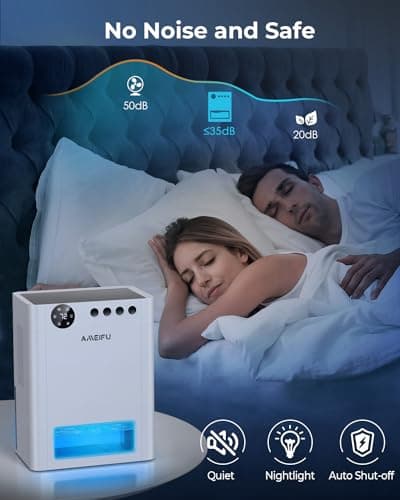 Dehumidifier, AMEIFU 1100 Sq. Ft Dehumidifier for Basement with 135 OZ Water Tank, Quiet Dehumidifier for Bathroom Bedroom Home Room RV Closet with Auto Shut Off 7 Colors LED Light 5