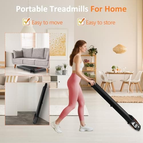 2.5HP Walking Mat with Incline pad,Under Desk Treadmill, Walking Running Pad with Remote, 3 in 1 Low Noise Small Mini Portable Treadmill with Led Screen, Compact Treadmills for Home, 265lbs Capacity 7