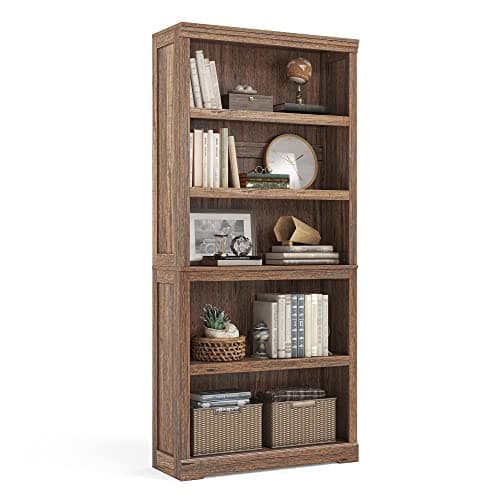 LINSY HOME 5-Shelf Bookcase, Bookshelves Floor Standing Display Storage Shelves 68 in Tall Bookcase Home Decor Furniture for Home Office, Living Room, Bed Room - Dark Brown