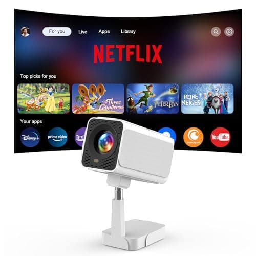 【Netflix Licensed & Built-in】PANSEBA Smart WiFi Projector with Telescopic Stand, 4K Supported 300" HD Portable Outdoor Movie Projector, Auto Keystone Zoom, Home Theater, Netflix App Pre-Installed