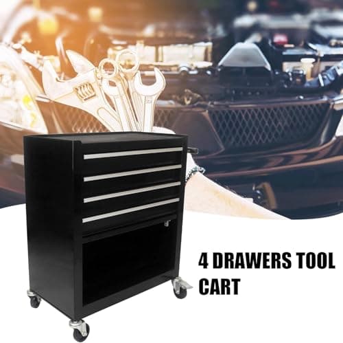 Rolling Tool Chest, 5 Drawers Tool Storage Cabinet, Toolbox with Wheels, Portable Tool Cabinet Organizer with Locking System & Drawer Liners, Tool Storage Cart for Garage, Workshop 7