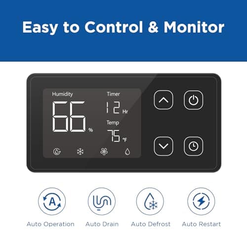 145 Pints Commercial Dehumidifier for Crawl Space, Energy Star Certified Dehumidifier with Drain Hose Compact for Large Basement Industrial Water Damage 6