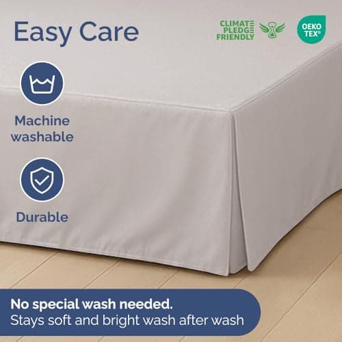 Pleated Bed Skirt Queen Size - 3 Sided Pleated Bed Skirt Queen - Ultra-Soft, Easy Fit with 18 Inch Tailored Drop - Hotel Quality, Wrinkle & Fade Resistant - For Women, Men, Kids and Teens - Light Grey 6