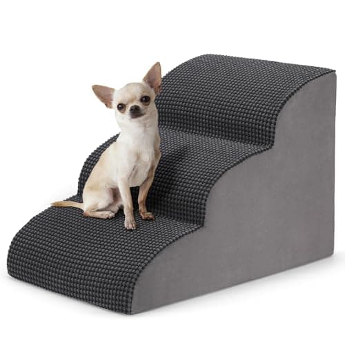 EASYSOAR 3-Step Dog Stairs for Bed & Couch - High Density Foam Pet Stairs for Small Dogs & Cats