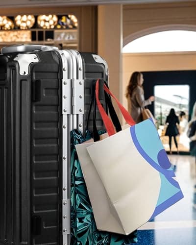 LUGGEX Aluminum Frame Luggage with Spinner Wheels, Zipperless Polycarbonate Hard Shell Suitcase, Carry On 20 In - White 7