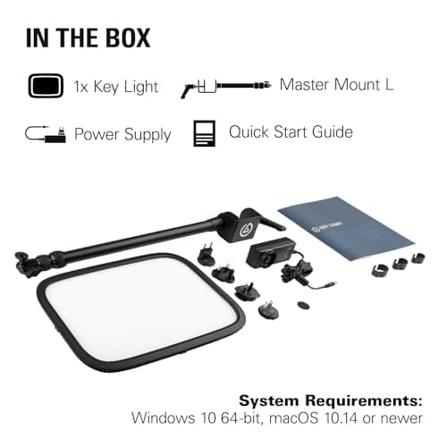 Elgato Key Light - Professional 2800 lumens Studio Light with Desk clamp for Streaming, Recording and Video Conferencing, Temperature and Brightness app-Adjustable on Mac, PC, iOS, Android 8