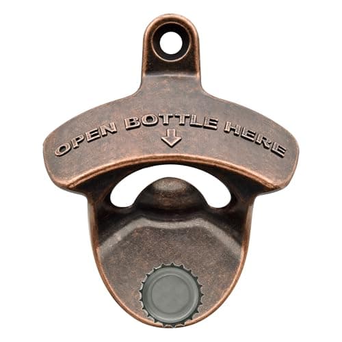 Luwanburg Magnetic Bottle Opener Wall Mounted Beer Cap Opener with Magnets Built-in Mountable for Wooden Beer Caddy Cooler (Antique Copper)
