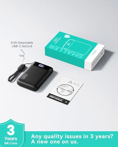 INIU Portable Charger, Smallest 22.5W 20000mAh USB C in & Out Power Bank Fast Charging, PD 3.0+QC 4.0 LED Display Phone Battery Pack Compatible with iPhone 17 16 15 14 Pro Samsung S24 Google iPad etc 9