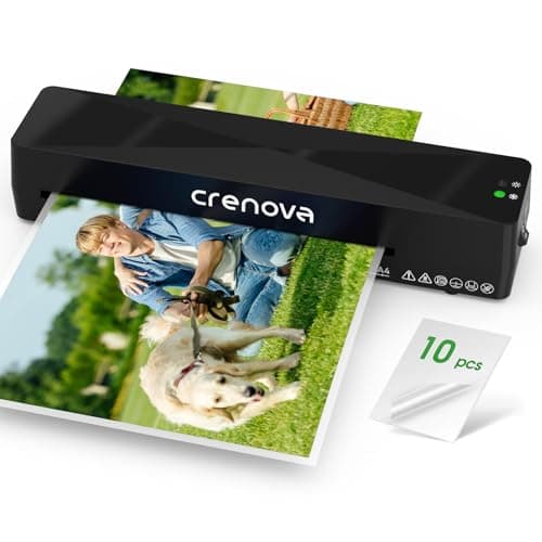 Crenova Laminator Machine with 10 Laminating Sheets, A4 Laminating Machine Hot & Cold with Fast Warm Technology, Thermal Laminator 9 Inch for Home Office School Business Black