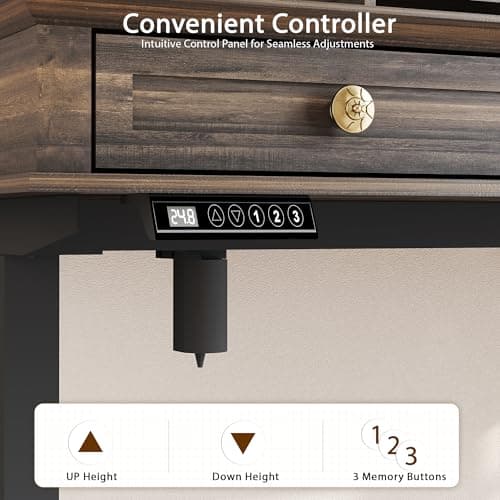 Yechen Electric Standing Desk with Drawers, 51×20 Inch Adjustable Height, Stand Up Desk with Monitor Shelf, Sit Stand Home Office Desk 5