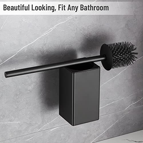 BVL Toilet Brush and Holder Black Toilet Bowl Brush for Ceaning with Stainless Steel Handle Wall Mounted 6