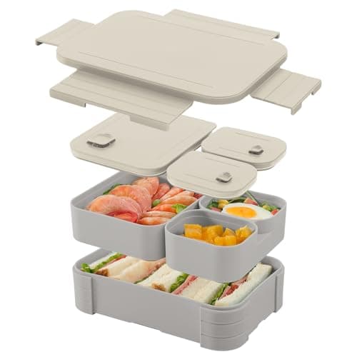 GPREESUS Lunch Box for Kids – BPA-Free, 3 Compartment Leak Proof Bento Box for Backpacks, Microwave & Dishwasher Safe, Food Storage Container for Work, Daycare, School & Travel(Ivory White)