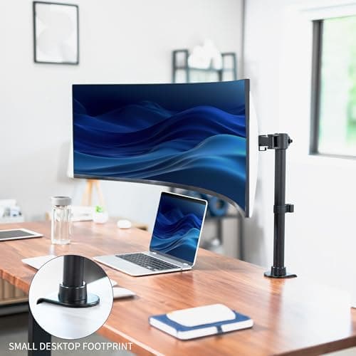 VIVO Single Ultra-Wide Monitor Desk Mount for up to 49 inch Ultrawide Screens, Clamp-on Adjustable Stand Holds 44 lbs, VESA up to 100x100mm, Black, STAND-V100M 8