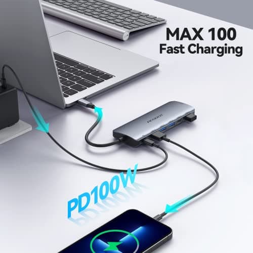 USB C Hub, Acodot 9 in 1 USB C to 4K@60HZ HDMI Multiport Adapter, 3 USB 3.0 Ports, SD/TF Card Reader, 100W PD, Desigend for MacBook Pro Air HP XPS and Other Type C Devices 6