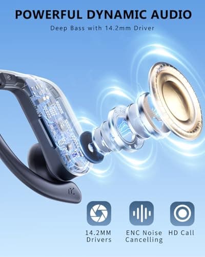 EUQQ Ear Buds Wireless Bluetooth Earbuds, Noise Cancelling Headphones 120H Playtime，IPX7 Waterproof Sports with Earhooks,LED Display Wireless Earphones for Running Gym Workout-Black 5