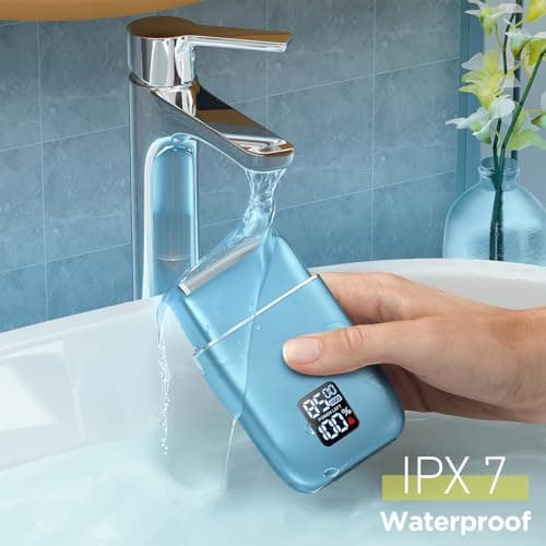 Electric Razor, Electric Shaver for Men, Upgraded Foil Shaver with 3 Speeds, Double Floating Blade IPX7 Waterproof Wet/Dry LED Display USB Type C Rechargeable Blue 6