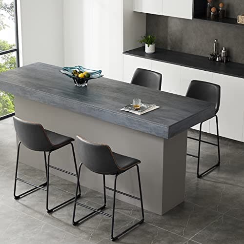 Sweetcrispy Counter Height Bar Stools Set of 2, 26 inch Height Stool Faux Leather Barstools with Back, Armless Kitchen Island Countertop Comfortable Modern Chairs with Metal Legs - Black 7