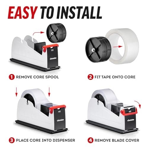 Heavy Duty 2-Inch Desktop Tape Dispenser, Dual Roll, Non-Slip Base 6