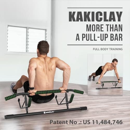 KAKICLAY New Upgrade Pull Up Bar for Doorway - Foldable Design & Space-Saving, Upto 440 Lbs Capacity, No Screwing or Slipping - USA Original Patent, Designed, Shipped, Warranty 6