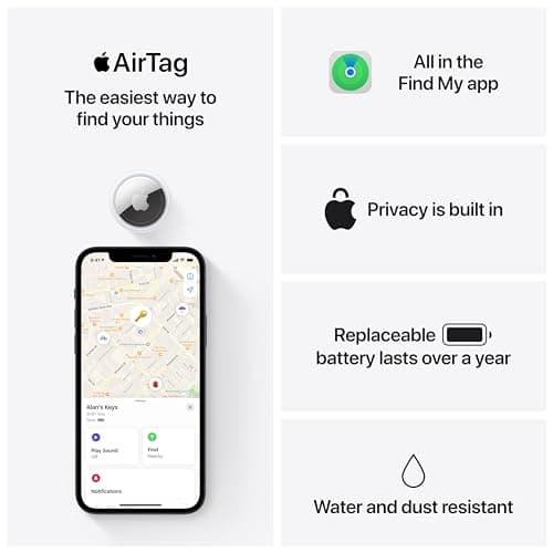 Apple AirTag (1st Generation). Keep Track of and find Your Keys, Wallet, Luggage, Backpack, and More. Simple one-tap Set up with iPhone or iPad, Bluetooth 6