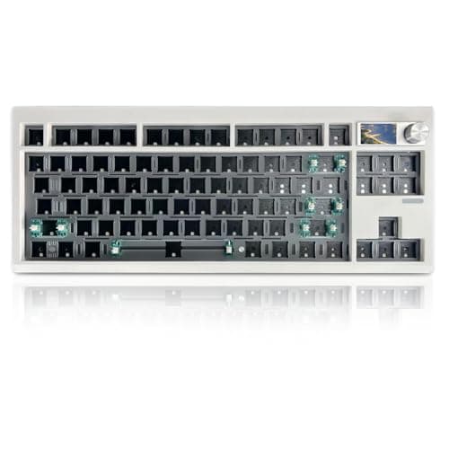 ZMX GMK87 Keyboard Barebones Kit,Gasket Mount Hot Swap PCB Triple Mode BT5.0/2.4G/Type-C Wireless Mechanical Keyboard with Knob VIA-Programmable Custom TFT-Screen RGB Gaming DIY Kit (White)