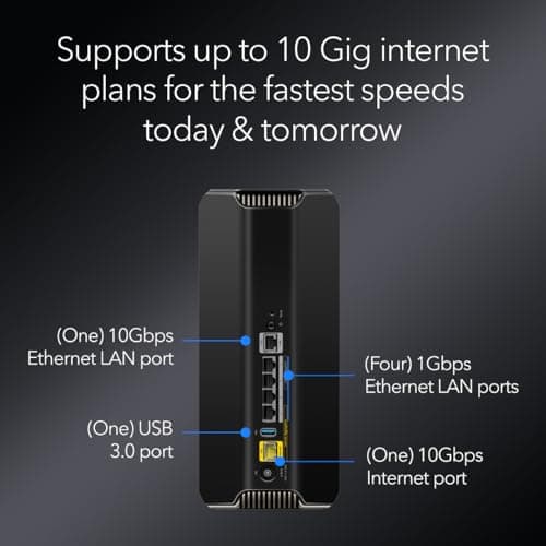 NETGEAR Nighthawk Tri-Band WiFi 7 Router (RS700S) - Router Only- BE19000 Wireless Speed (up to 19 Gbps) – 10 Gig Internet Port - Covers up to 3,500 sq. ft. – 1-Year Armor & Free Expert Help 5