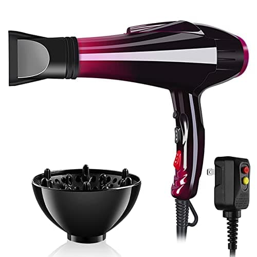 Hair Dryer Professional Blow Dryer Negative Ions 3500W Powerful Fast Drying Low Noise Long Cord Quick Dryer with Nozzle and Diffuser Hair Blow Dryer with 2 Speed and 3 Heat Settings Purple-6