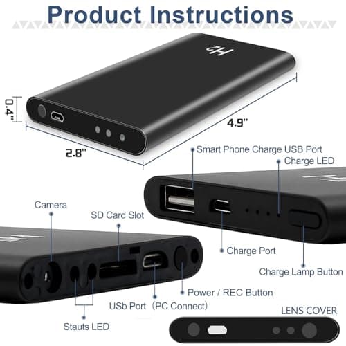 WOTCHA Indoor Security Camera 1080P HD, Nanny Cam with Night Vision, Mini Surveillance Portable Camera for Outdoor, Sport, Travel, Home, No WiFi 6