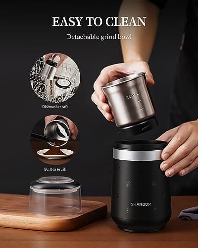 SHARDOR Super Silent Coffee Grinder Electric,Spice, Coffee Bean, Espresso with 1 Removable Stainless Steel Bowl 5