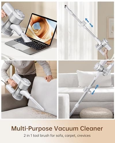 FABULETTA 23Ft Corded Stick Vacuum, 600W Power Stick Vacuum with Telescopic Alloy Tube, 6 in 1 Ultra- Light Corded Vacuums Cleaner Converts to a Hand Vacuums, Great for Pet Hair & Hard Floor 6