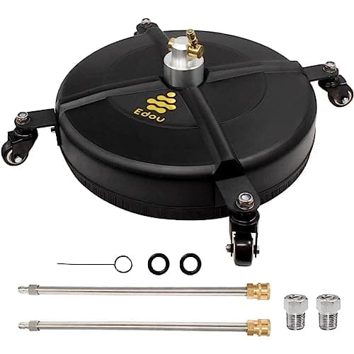 EDOU 15-Inch Pressure Washer Surface Cleaner with Wheels - 4,000 PSI Power Washer Attachment for Driveways, Concrete and Patios - Includes 2 Extension Wands and Replaceable Nozzles