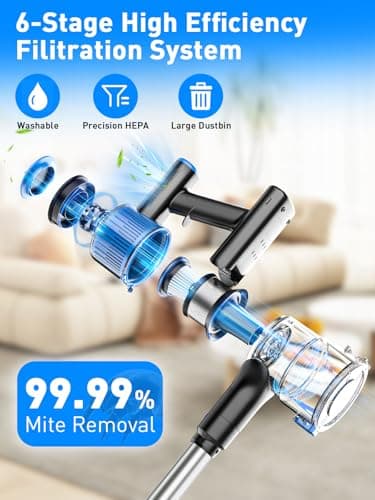 Cordless Vacuum Cleaner, 30Kpa 8-in-1 Stick Vacuum with LED Display & 3 Cleaning Modes, 45-Minute Runtime & Detachable Battery, Lightweight Vacuum Cleaner for Home Hardwood Floors Carpets and Pet Hair 7