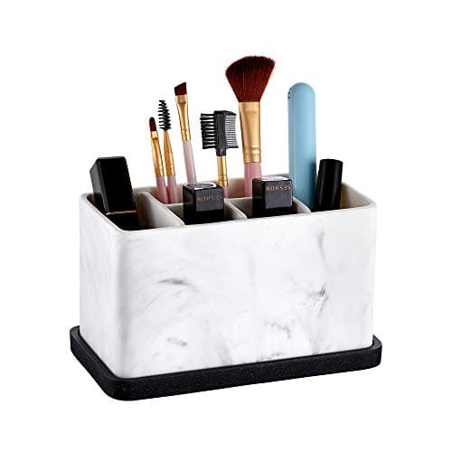 ZCCZ Marble Look Toothbrush Holder for Bathroom Countertop Organizer, Holds Toothpaste, Dental Floss, Razor, Comb, Makeup Brushes, and More, Stylish Bathroom Accessory for Tooth Brushing Essentials 7