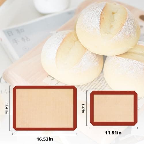 Silicone Baking Mats, 3 Pack Non-Stick Mats for Baking, Silicone Baking Mats Cookie Sheet, Easy Clean & Reusable Oven Baking Sheet for Making Cookies, Macaroons, Bread 5