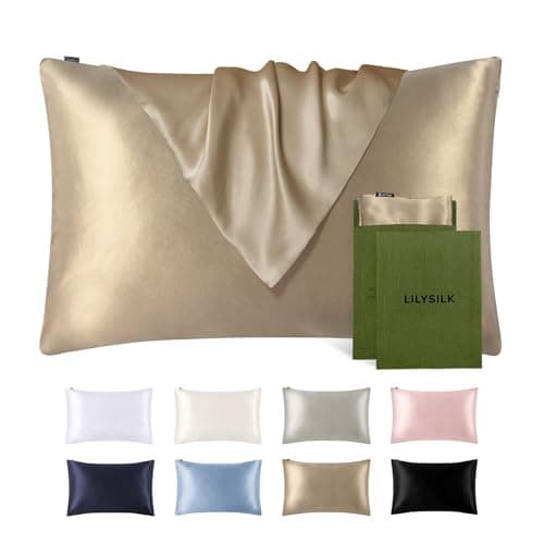LILYSILK Silk Pillowcase for Hair and Skin Standard-100% Mulberry Silk 19 Momme Both Sides Silk Bed Pillow Cover with Hidden Zipper, 1 Pc (Standard Size 20''x26'', Taupe)
