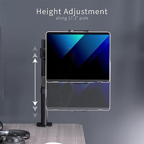 VIVO Universal Tablet Desk Mount, Single Arm Adapter for 2-in-1 Laptops, Holds up to 15.6 inch Portable Monitors Without VESA Holes, Fully Adjustable Stand, Black, STAND-V001UVM 7