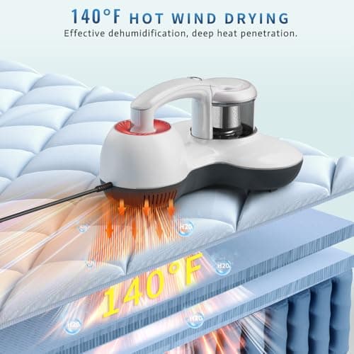 Hersven Mattress Vacuum Cleaner, Handheld UV Bed Vacuum Cleaner 16KPa & 12800 Vibrations Per/Min Upgraded Effectively Clean Up Bed, Pillows, Cloth Sofas, Carpets and Ther Fabric Surfaces 6
