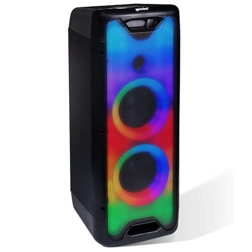 Gemini Bluetooth Speaker 1000W with LED Light Show, Dual 8" Woofers, Mic & Guitar Inputs, TWS Pairing, USB/FM/Bluetooth Playback, 16 Hr Battery, Remote Control – Perfect for Parties & Events (GLS-880)