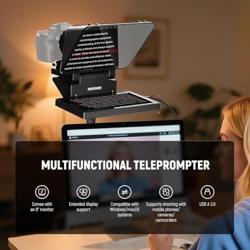 NEEWER 2 in 1 Teleprompter 11 Inch with Monitor for Windows MacOS, Supports Screen Mirroring, Portable Prompter for Camera Mobile Phone Webcam for YouTube Twitch Live Streaming Conference, X11 6