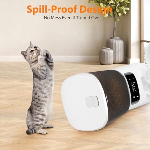 Automatic Cat Feeders for Two Cats, 5L/20 Cups Double Automatic Cat Food Dispenser with 2 Stainless Bowls, Timer Setting 20 Portions 6 Meals Per Day, 10s Meal Call, Pet Feeder for Dog 6