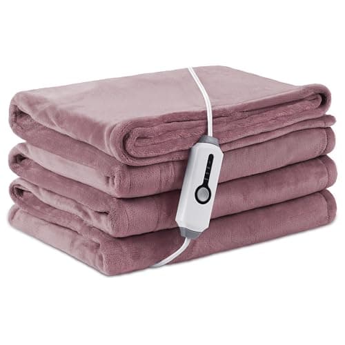 LaffyLo Electric Heated Blanket Twin Size 62"×84", Breathable & Luxurious Flannel,Soft Warm Gift with Over-Heat Protection, 4 Heating Levels & 10 H Auto Shut Off, Machine Washable, Purple