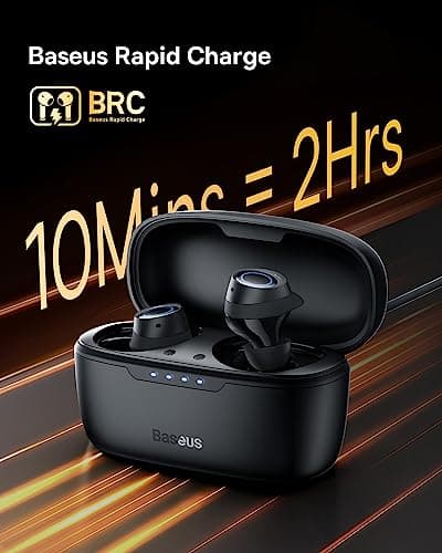 Baseus Active Noise Cancelling Wireless Earbuds, Reduce Noise by Up to 95%, 140H Playtime, IPX6 Waterproof, Deeper Bass, 4 ENC Mics, Comfortable Fit, Bluetooth 5.3 Ear Buds - Bowie MA10 6