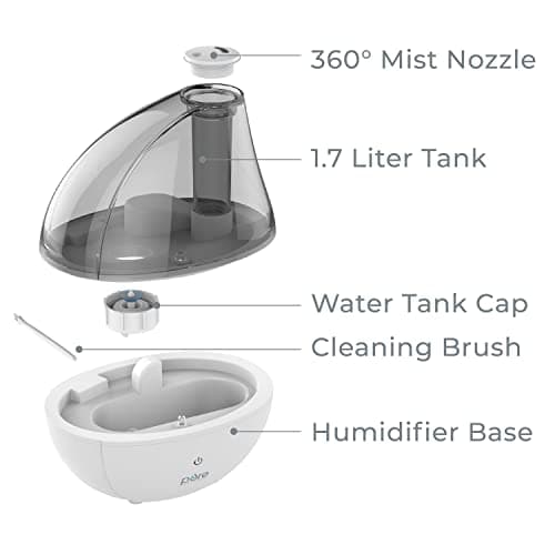 Pure Enrichment MistAire Silver Ultrasonic Cool Mist Humidifier for Bedroom, Office, Nursery & Indoor Plants - Lasts Up to 25 Hours, Whisper-Quiet Operation, Optional Night Light, & Auto Shut-Off 7