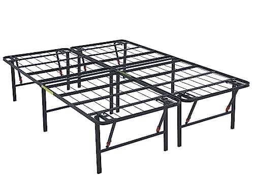 Amazon Basics Bed Frame with Storage, Foldable Metal Platform, Sturdy Steel, No Box Spring Needed, 18 inches High, Tool-Free Setup, Full Size, Black