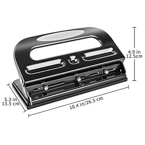 Amazon Basics 2/3 Hole Punch, Semi-Adjustable, 30 Sheet Capacity, Black 6